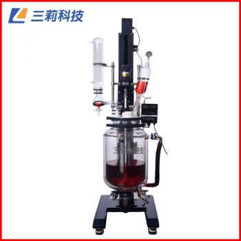 50L電動升降雙層玻璃反應釜 SJS212-50L升降調速玻璃反應釜 自動升降一體反應釜